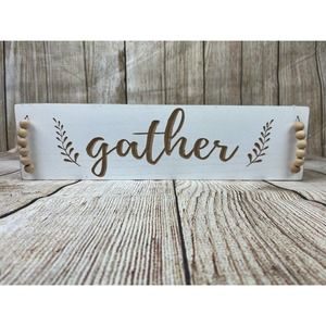 Farmhouse Style Gather Wall Hanging, White/Natural